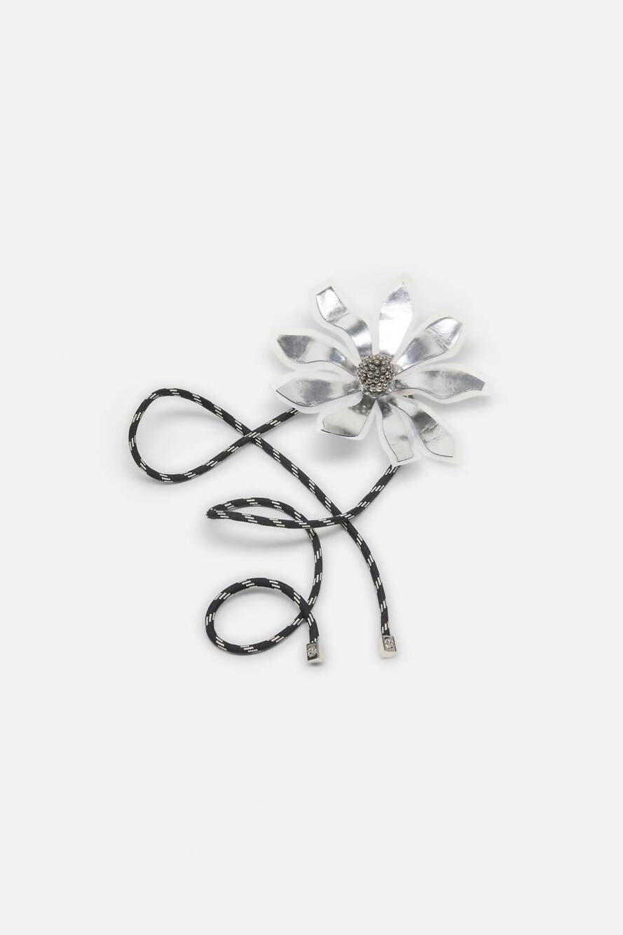 NEW DOROTHEE SCHUMACHER women's flower statement cord belt in black/silver